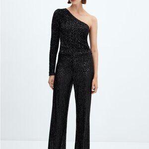 Black Asymmetric sequin top